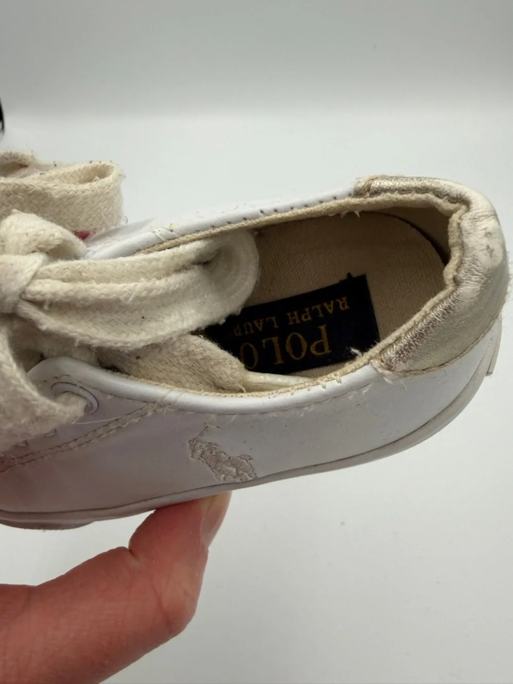 Polo by Ralph Lauren Girls Toddler 7 White Lace-Up Sneakers Shoes